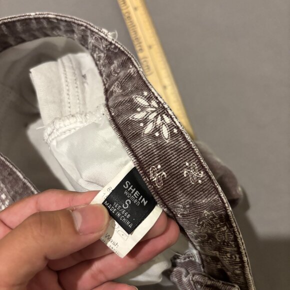 Shein Pants Womens Small 27x27 Brown Geometric Patchwork Straight Leg Y2K Style - Picture 4 of 7